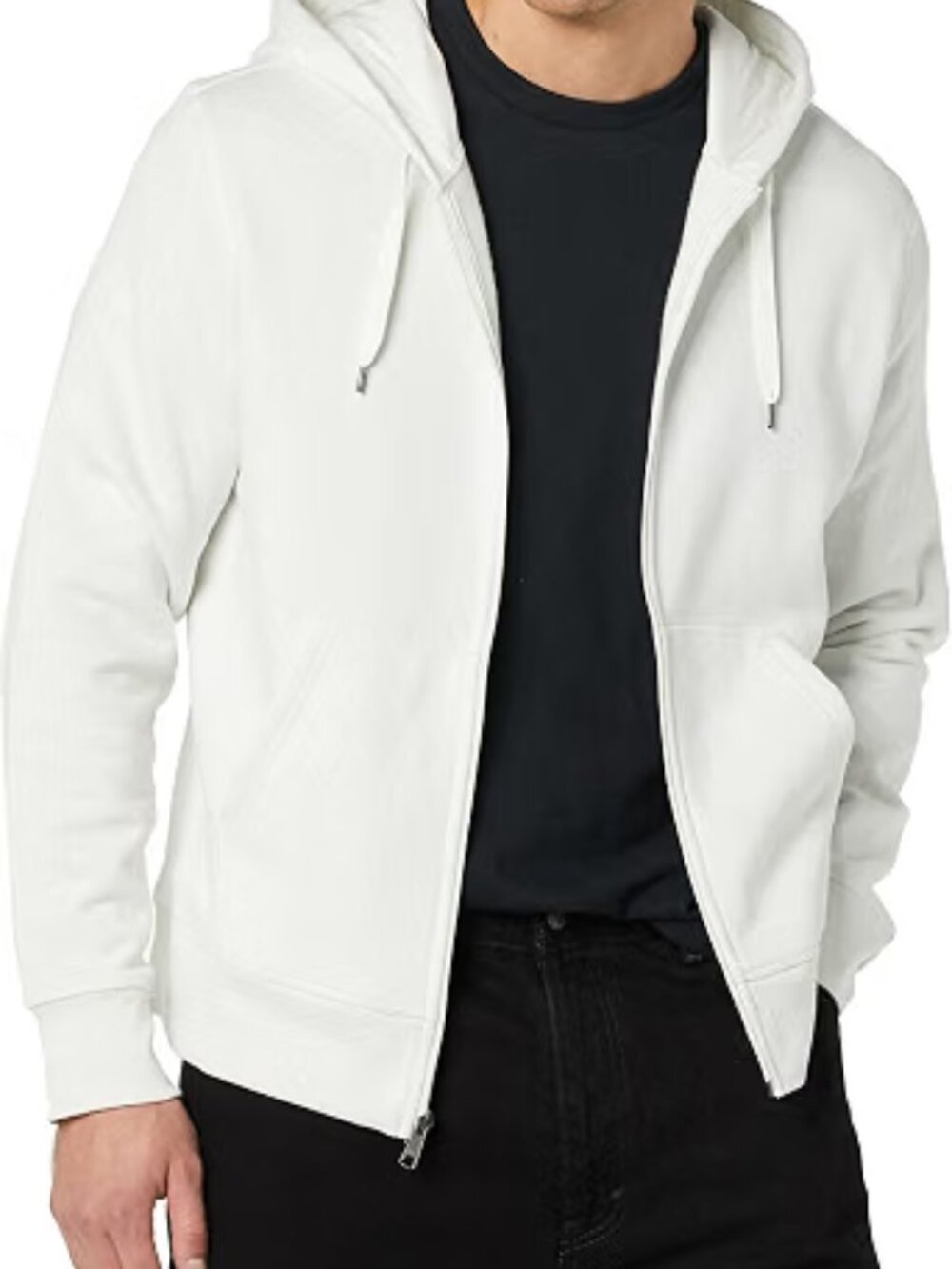Amazon Essentials White Full-Zip Hooded Fleece Sweatshirt (XL)